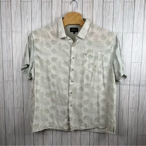 Nat Nast Men’s Silk Blend Camp Shirt  Green Tropical Palm‎ Tree Hawaiian Sz XXL